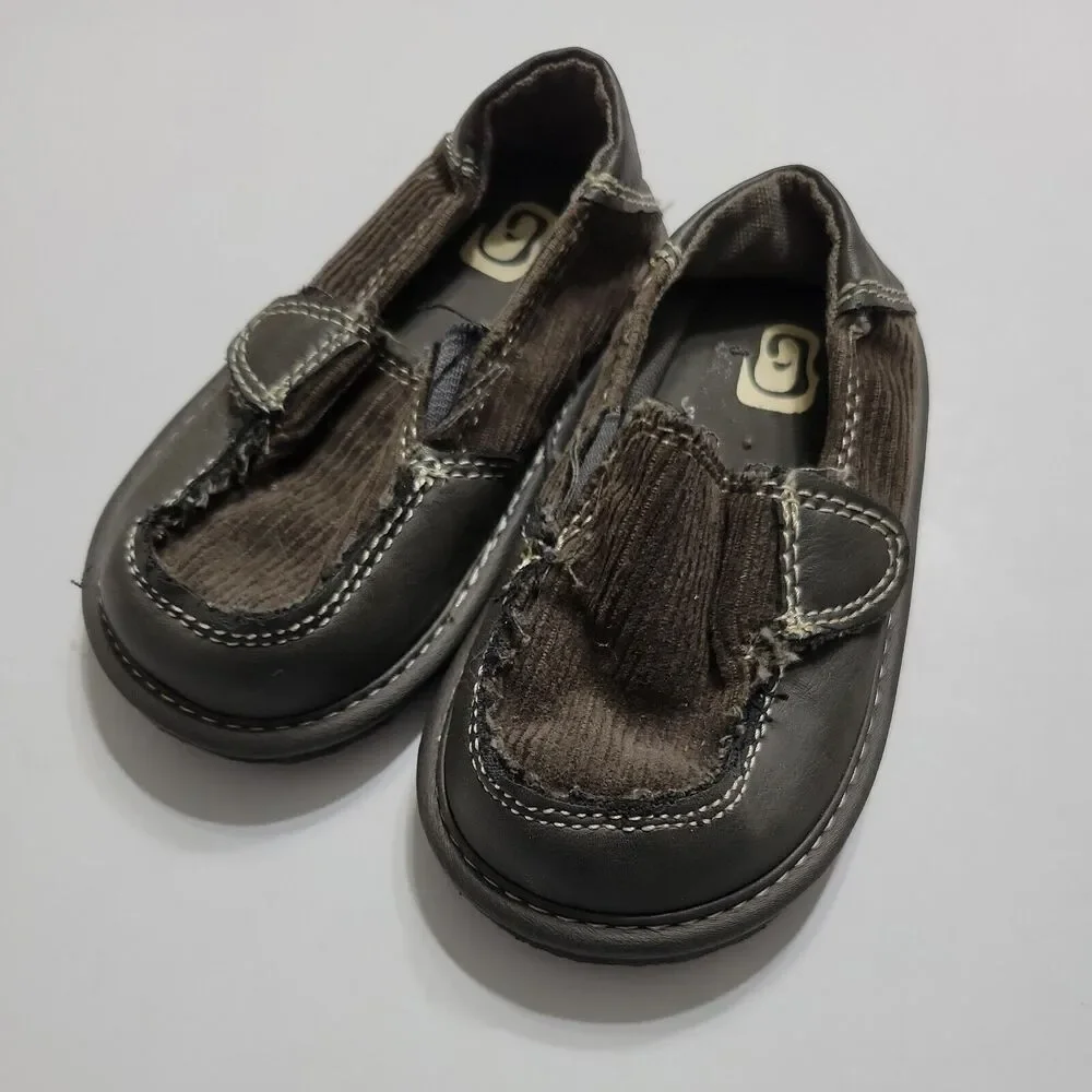 Childrens Place Boys 5 Shoes‎ Brown Corduroy Adjustable Hook Loop Strap